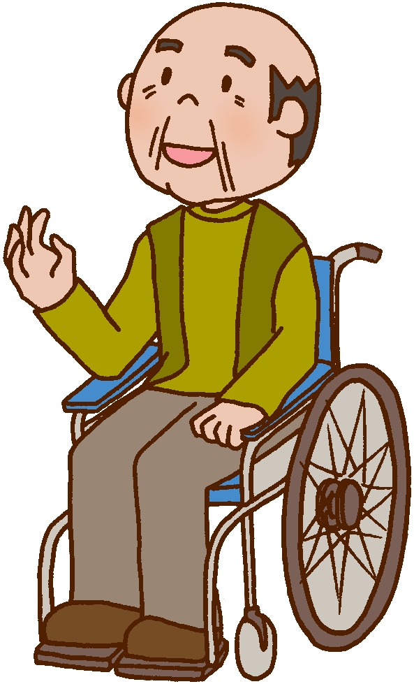 Otナガミネのリハビリイラスト集 患者 利用者 入居者 車イス 車椅子 車いす 高齢者 老人 お年寄り おじいさん おじいちゃん
