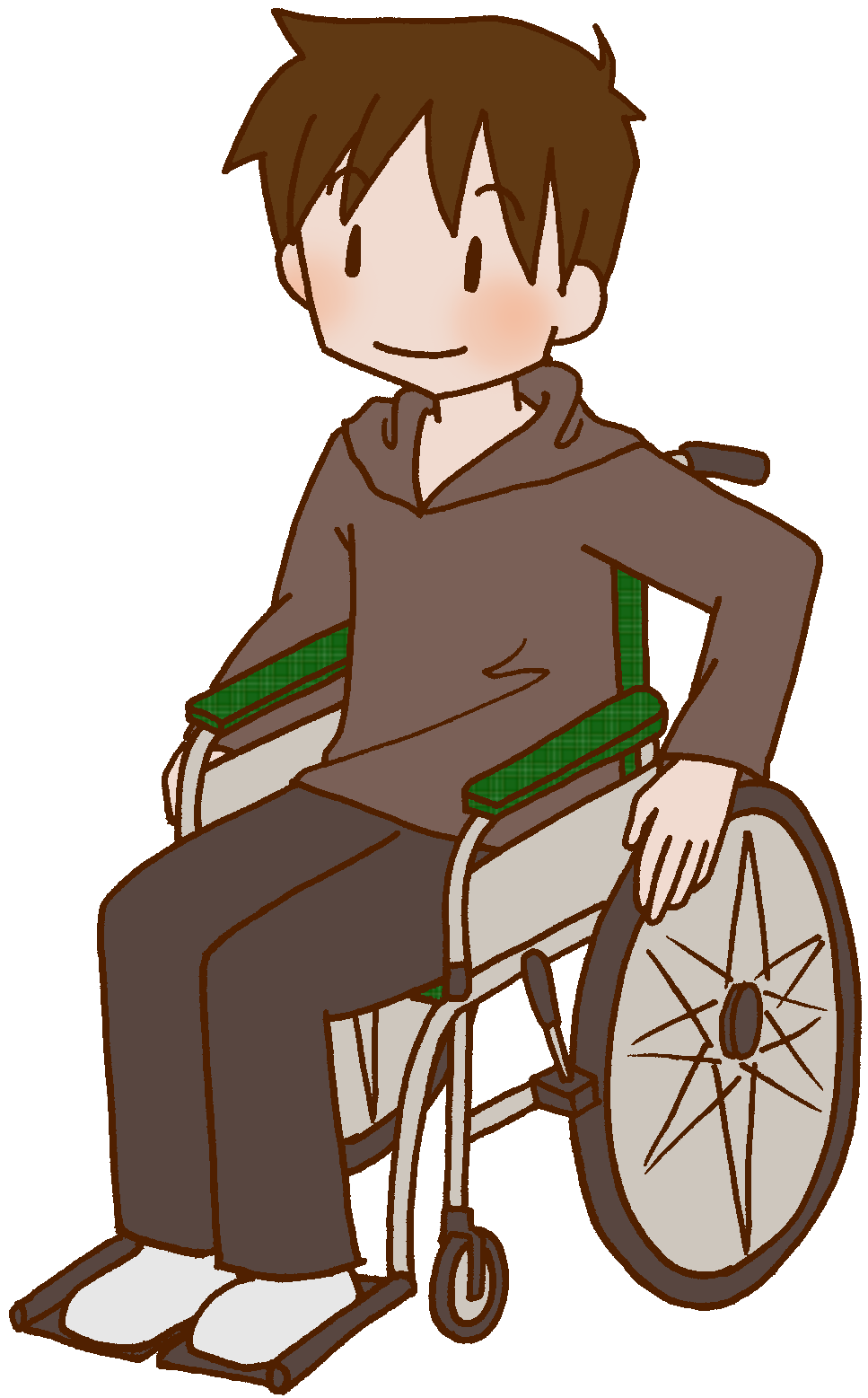 Otナガミネのリハビリイラスト集 患者 家族 青年 車イス 車椅子 車いす 障害者 怪我 病気 男性