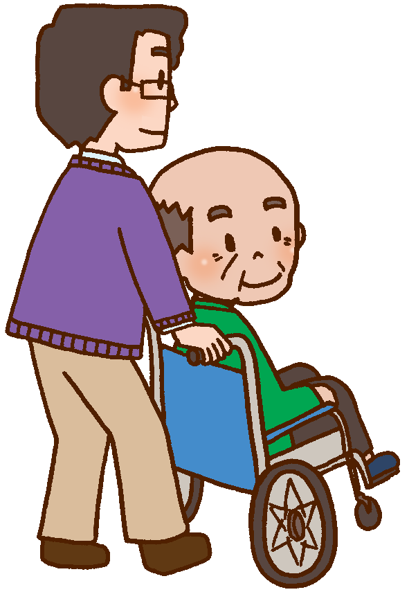 Otナガミネのリハビリイラスト集 患者 家族 車椅子移動 車椅子介助 散歩 送迎 外出 福祉車両 旅行 おでかけ