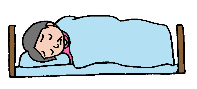 Otナガミネのリハビリイラスト集 患者 ベッド 寝たきり 臥床傾向 体調不良 入院 安静