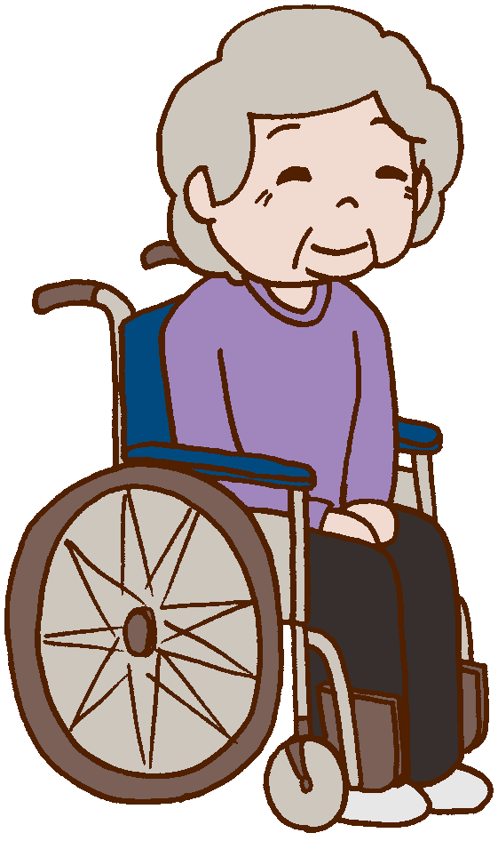 Otナガミネのリハビリイラスト集 患者 利用者 入居者 車イス 車椅子 車いす 高齢者 お年寄り 老人 おばあさん おばあちゃん