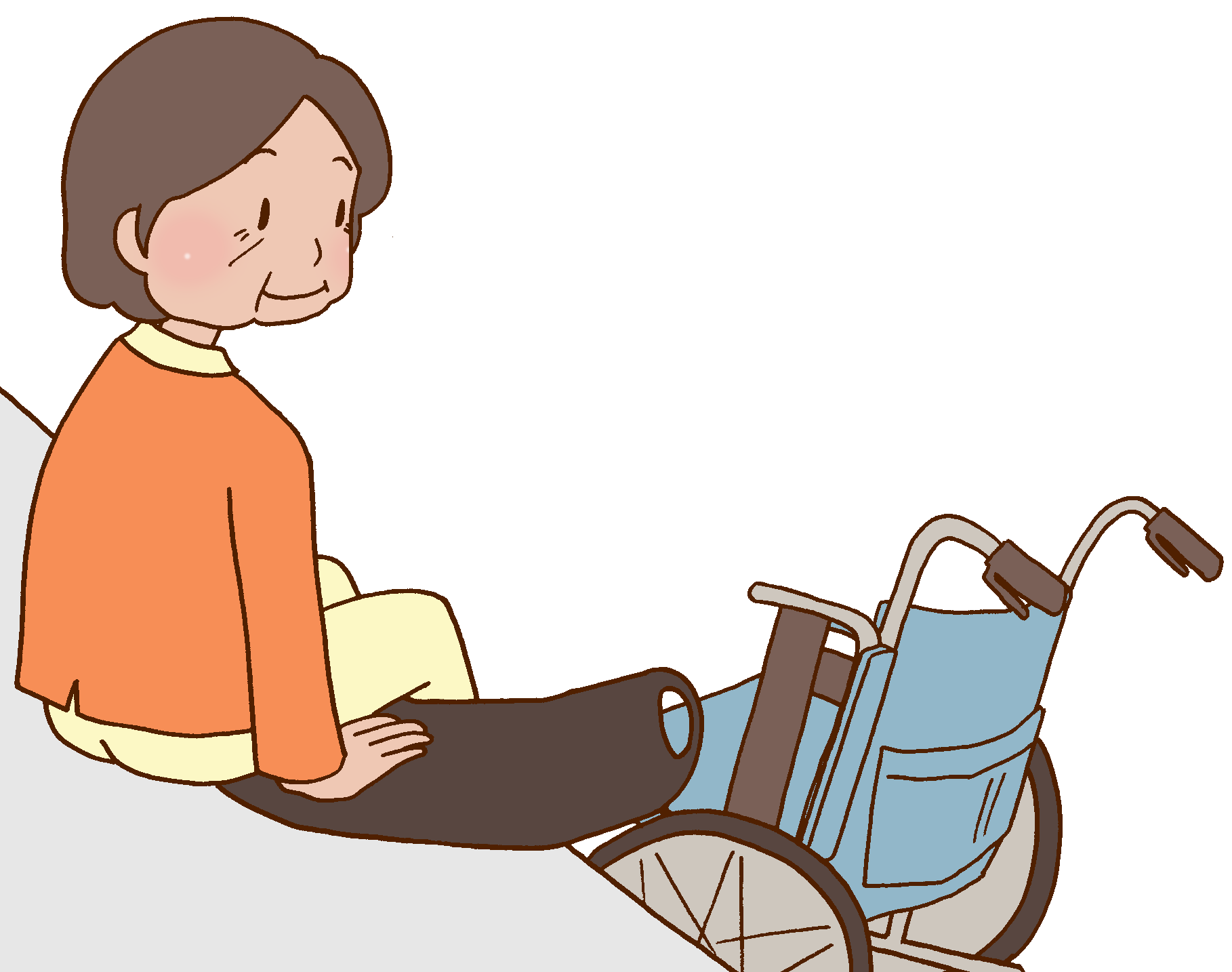 Otナガミネのリハビリイラスト集 患者 入所者 入居者 利用者 移乗動作 Adl 寝室 福祉用具 スライドボード 移乗ボード 車椅子 自立
